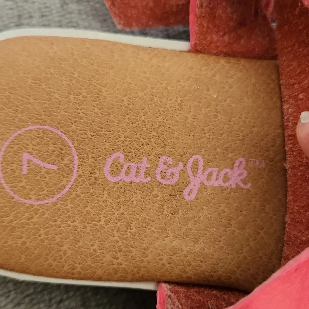 Cat & Jack, Girl's, Sz 7, Sandle, Salmon Color, 2 Buckles Adjustable - Picture 4 of 9